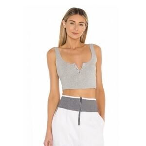 FP Movement Luxe Rib Snap Cropped Tank Gray Size Small